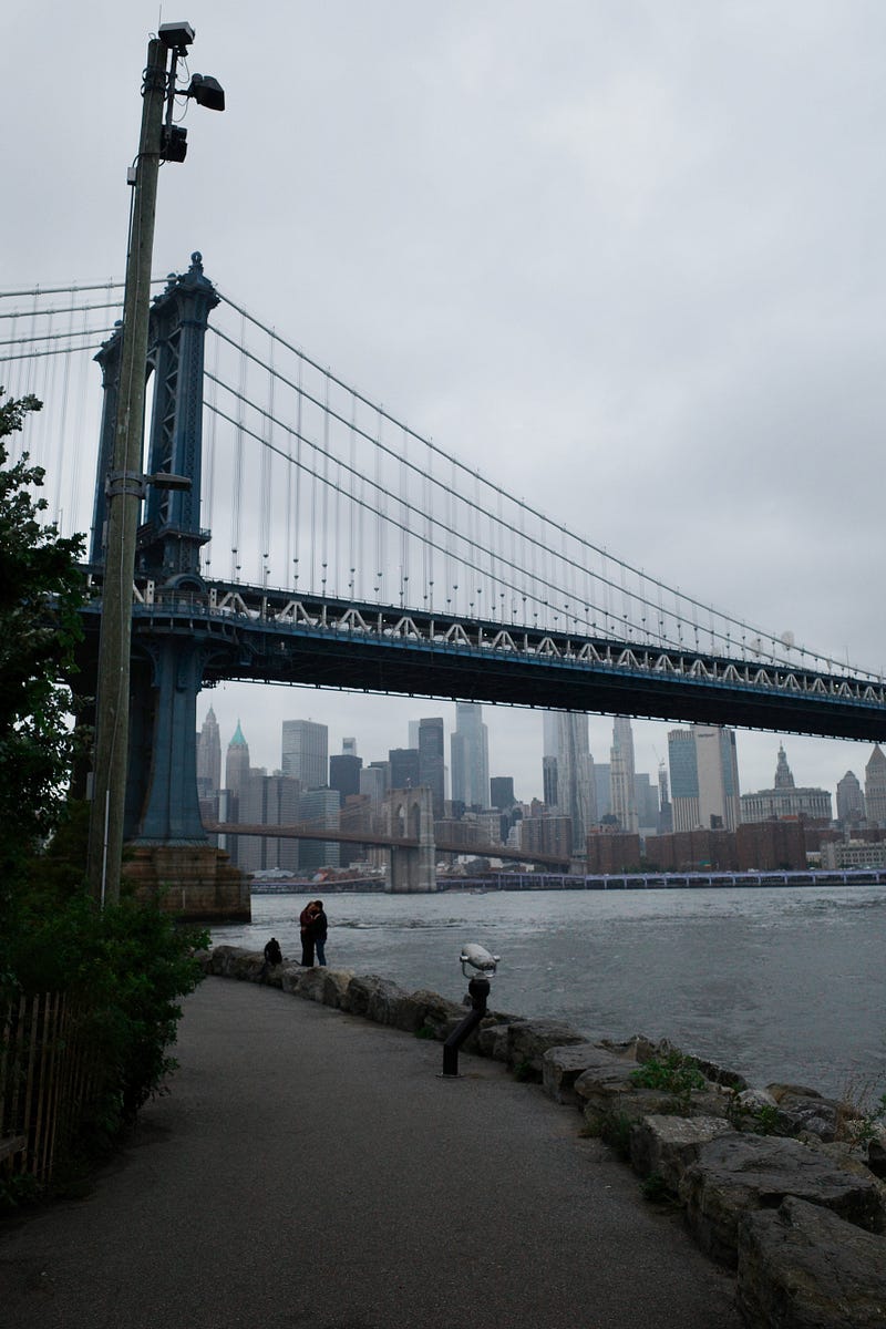 A romantic moment in Dumbo, Brooklyn