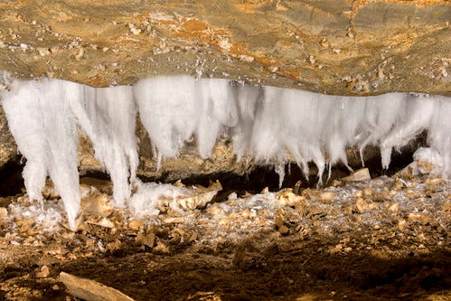 Gypsum crystals in the cave