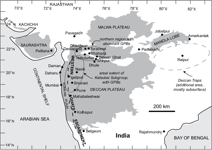 Map of India highlighting the Deccan Traps