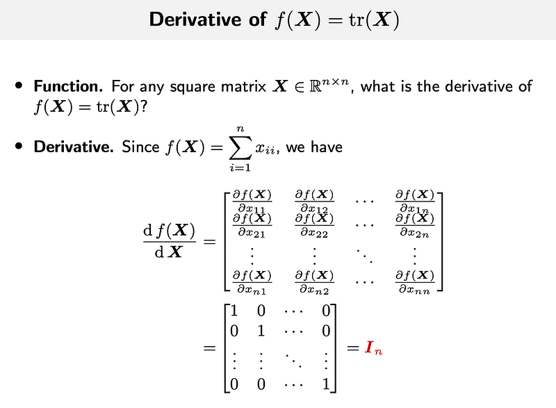 Derivatives of matrix functions