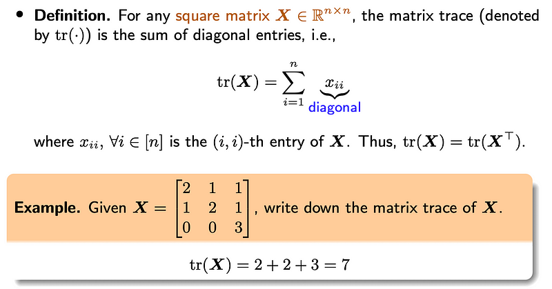 Matrix trace definition