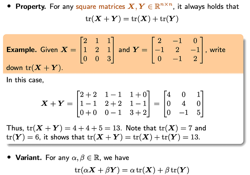 Property of matrix trace