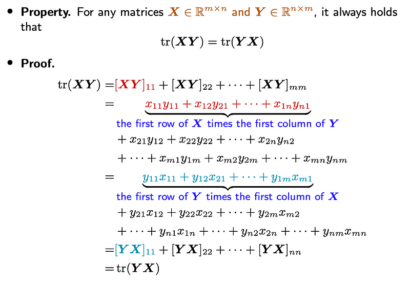 Another property of matrix trace