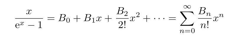 Definition of Bernoulli numbers through series inversion