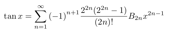 Final series representation for tangent in terms of Bernoulli numbers