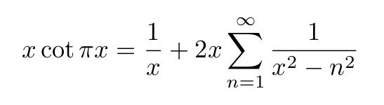 Expansion of cotangent function discovered by Euler