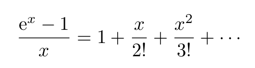 Modified Taylor series for \( (e^x-1)/x \)