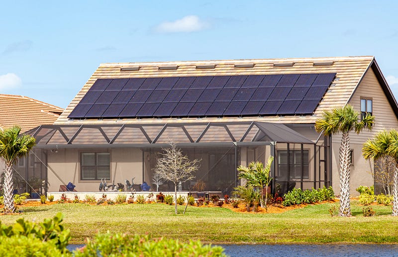 Solar panels installed on a home rooftop