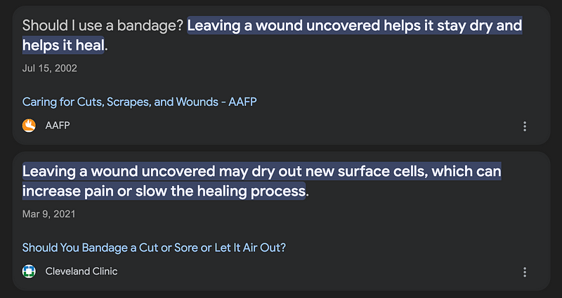 Healing process of a wound