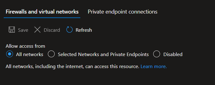 Azure Instance Networking Settings