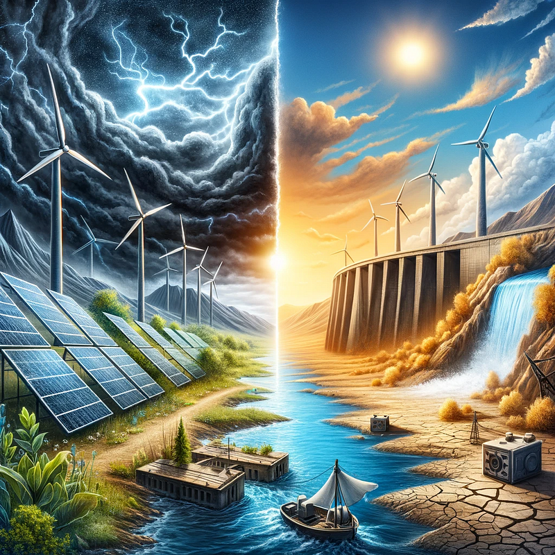 Digital art representing renewable energy challenges