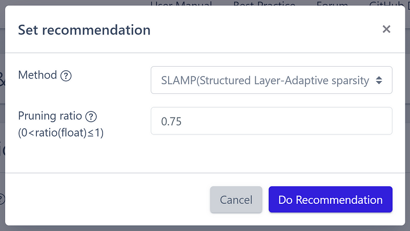 Settings for pruning ratio selection