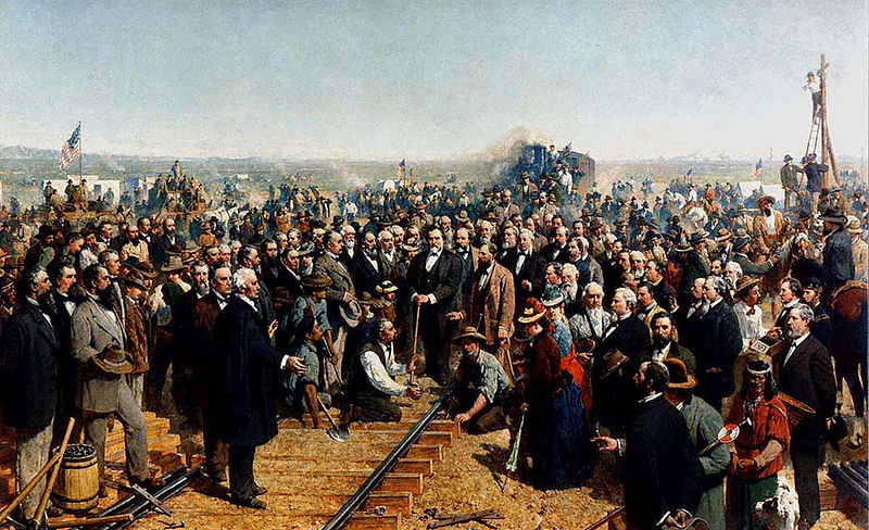 Ceremony of the Last Spike at Promontory Summit, UT, 1869