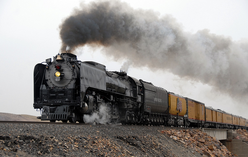 Union Pacific 844 on a route in Nevada