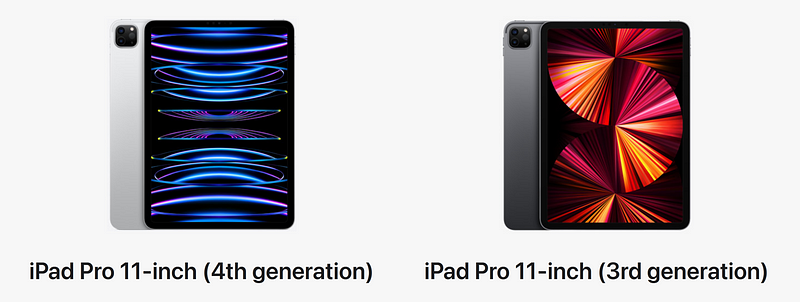 Comparison of 2021 and 2022 iPad Pro models