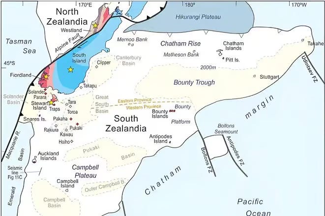 Geological map of Zealandia