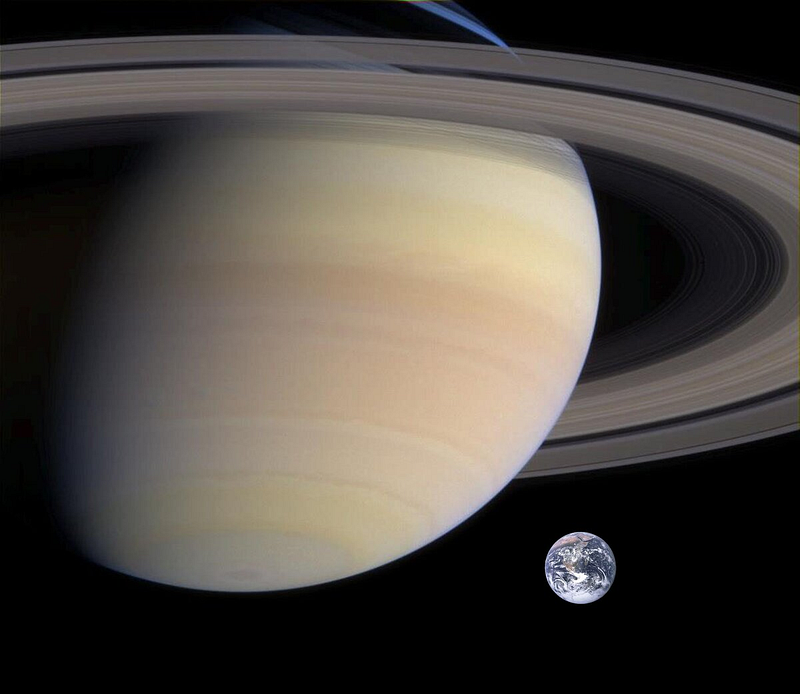 Saturn compared to Earth