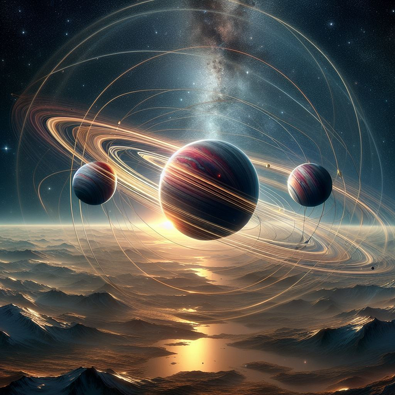 Illustration of celestial bodies in motion