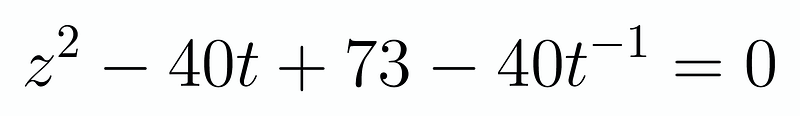 Derived quadratic equation from previous steps