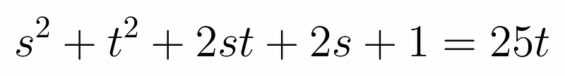 Reformulated equation using s and t variables