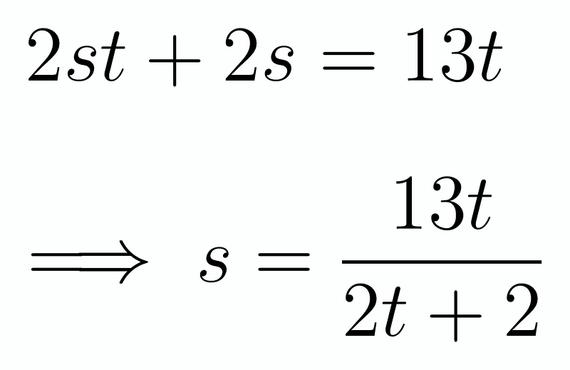 Relationship derived from the two equations