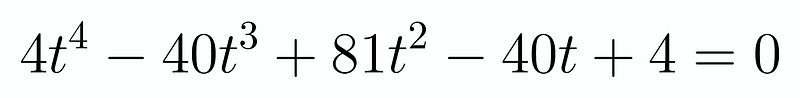 Resulting quartic equation after manipulation