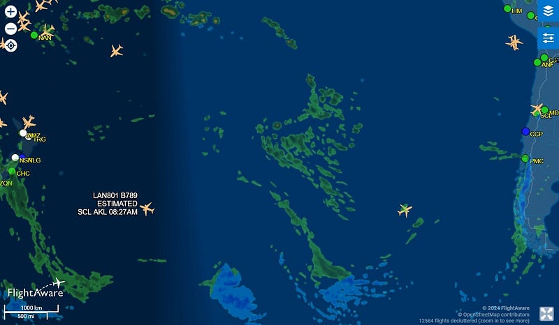 Map of the South Pacific Ocean