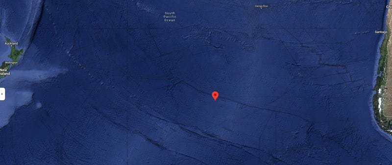 Satellite image pinpointing Point Nemo