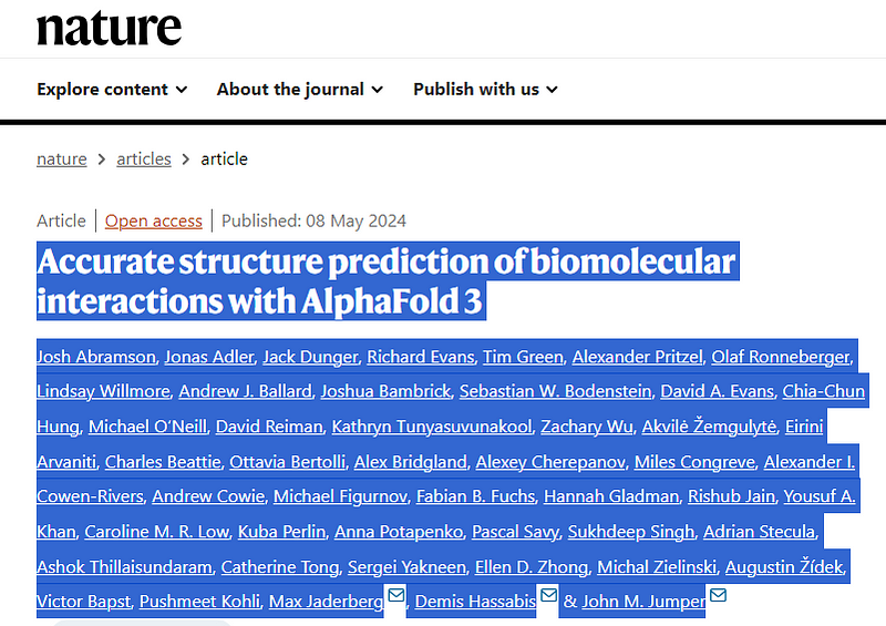 AlphaFold 3 Publication Overview